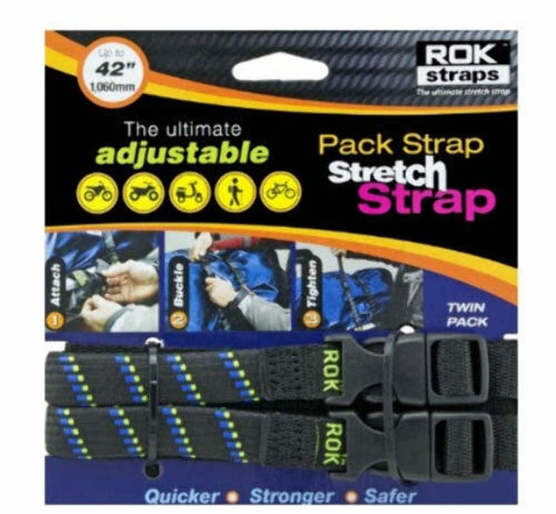 ROK Straps 12'-42' Adjustable Pack Strap -2Pk MotoPLaid Black-Blue-Green - Image 1